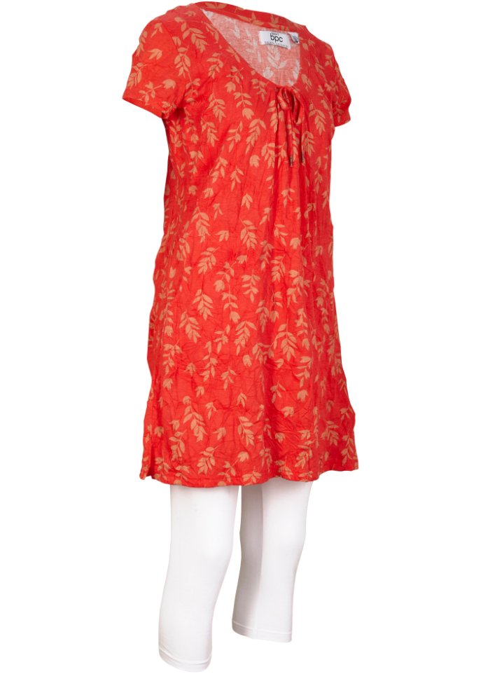 Kleid und Capri-Leggings (2-tlg.Set) in rot von vorne - bpc bonprix collection
