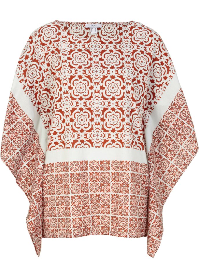 Baumwoll-Kaftan-Oversize-Bluse in braun von vorne - bpc bonprix collection