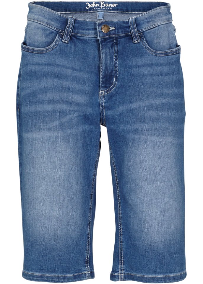 Bermuda Komfort-Stretch-Jeans in blau von vorne - John Baner JEANSWEAR