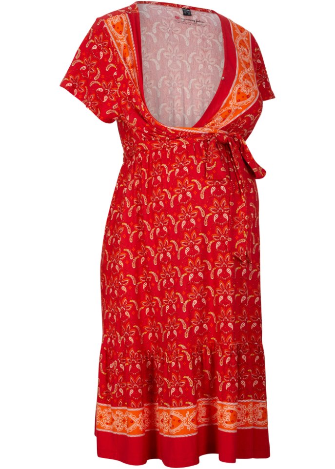 Umstandskleid/Stillkleid im Wickelstil in rot von vorne - bpc bonprix collection