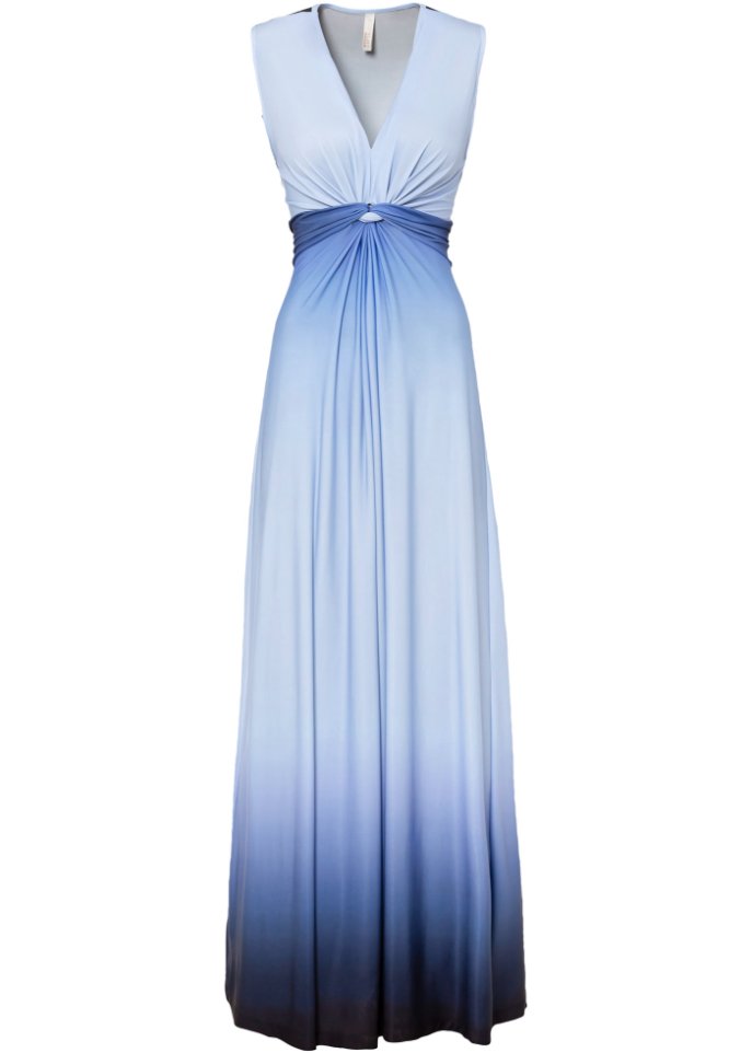 Kleid mit Knotendetail in blau von vorne - BODYFLIRT boutique