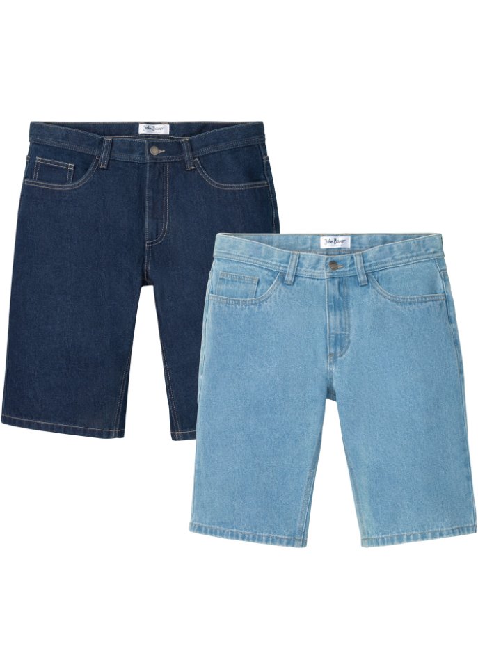 Jeans-Bermuda, Regular Fit (2er Pack) in blau von vorne - John Baner JEANSWEAR