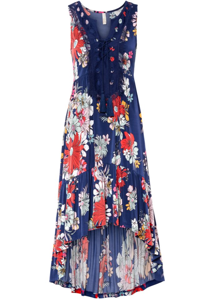 Vokuhila-Kleid in blau von vorne - BODYFLIRT boutique