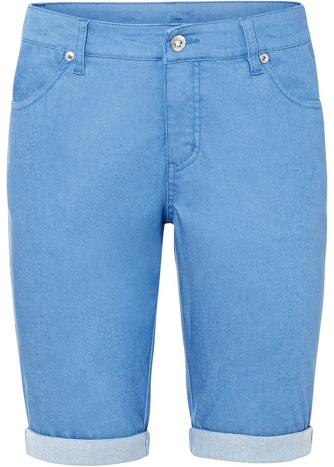 Stretch-Bermuda in blau von vorne - BODYFLIRT