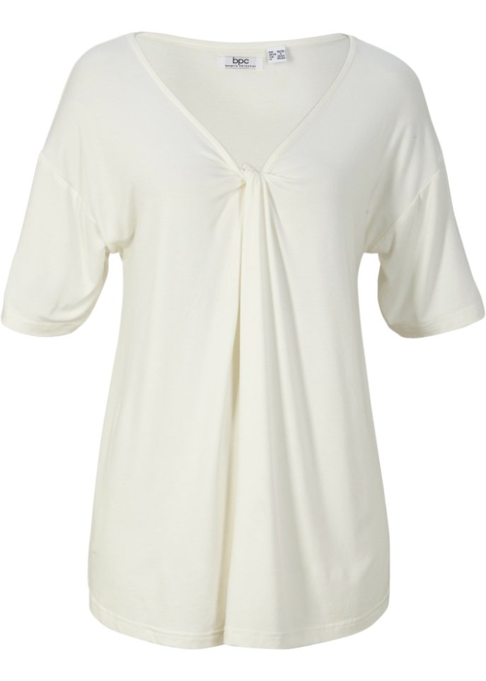 Shirt mit Knotendetail aus Viskose in weiß von vorne - bpc bonprix collection
