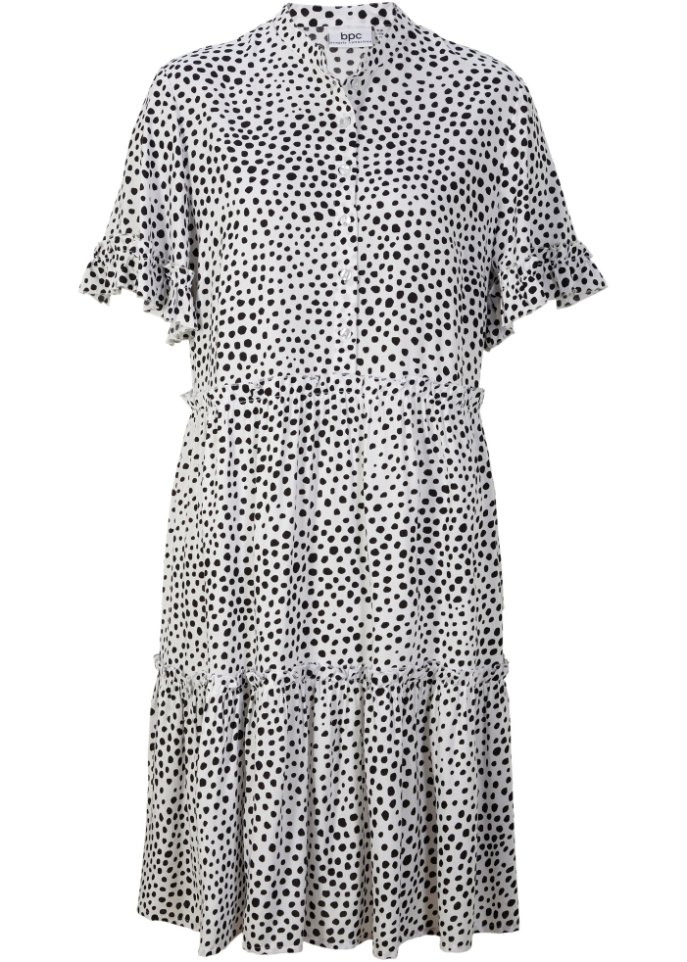 Weites Tunika-Kleid aus Viskose, kurz in weiß von vorne - bpc bonprix collection