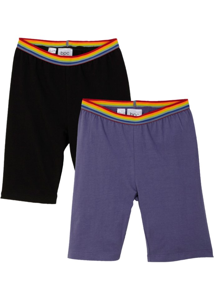 Pride Kinder Radler-Shorts (2er-Pack) in schwarz von vorne - bpc bonprix collection