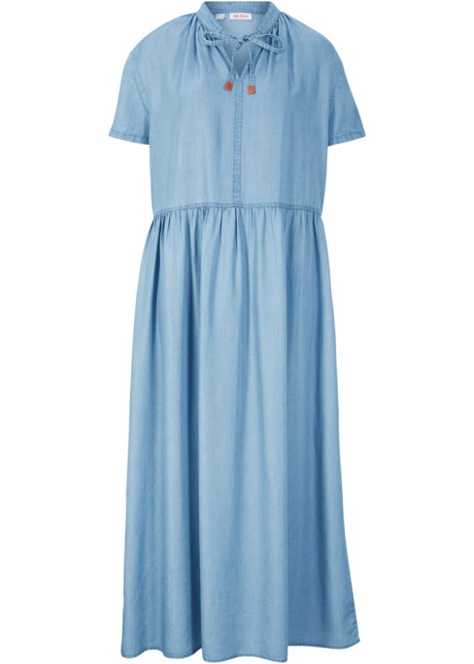 Jeans-Tunika-Kleid aus TENCEL™ Lyocell in blau von vorne - John Baner JEANSWEAR