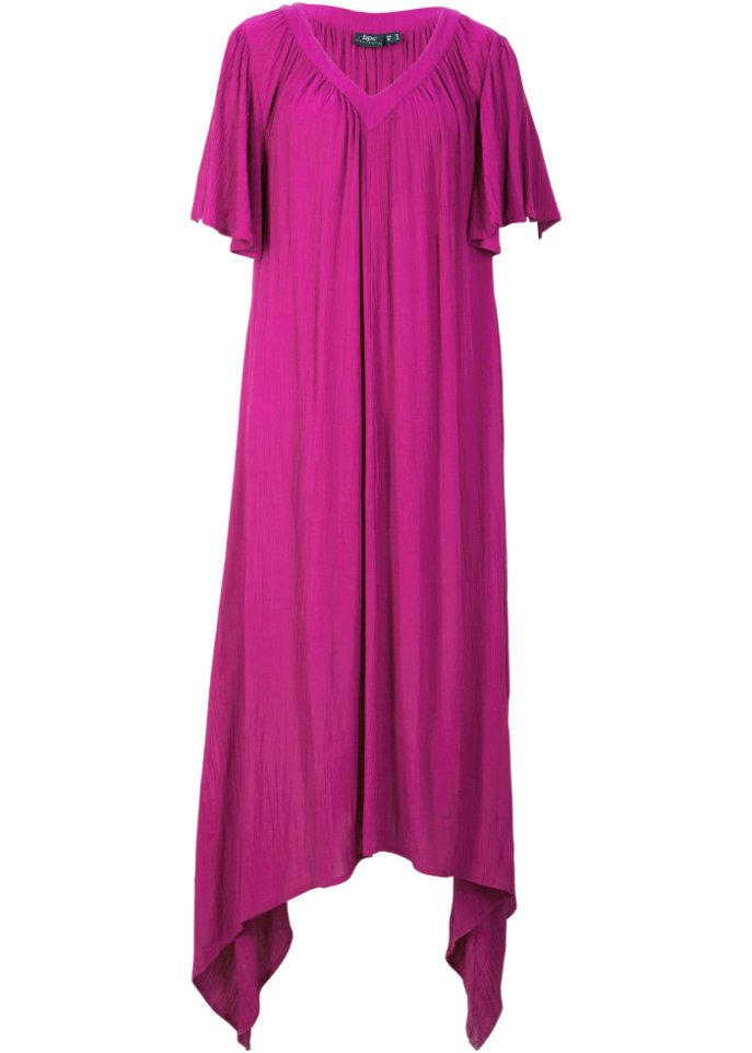 Langes Kaftan-Kleid aus Kreppware, weiter Schnitt in lila von vorne - bpc bonprix collection
