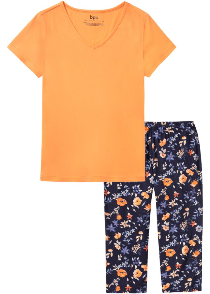 Capri Pyjama in orange von vorne - bpc bonprix collection