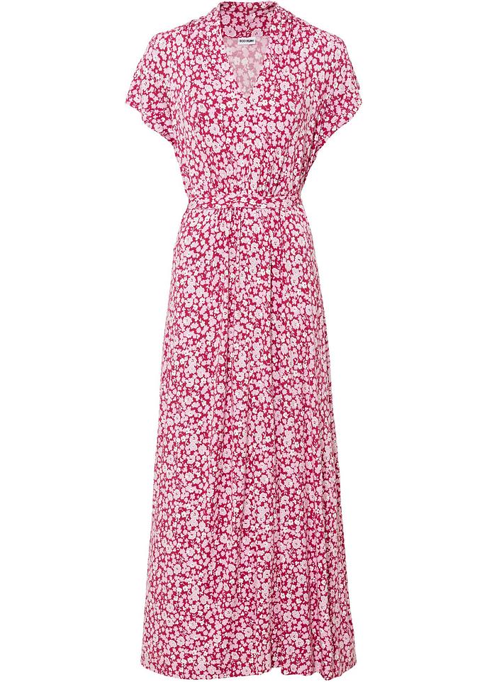 Bedrucktes Maxikleid in pink von vorne - BODYFLIRT