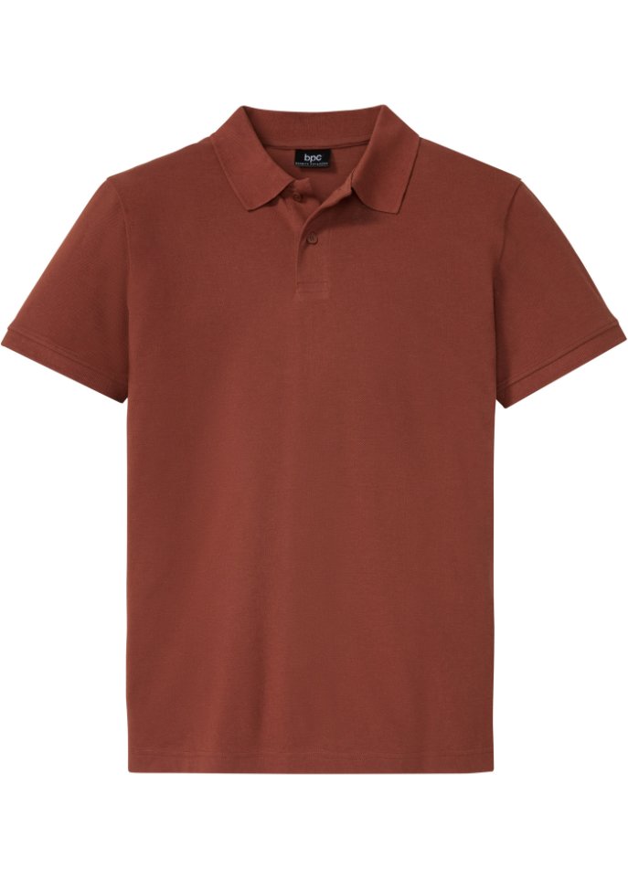 Pique-Poloshirt, Kurzarm in braun von vorne - bpc bonprix collection