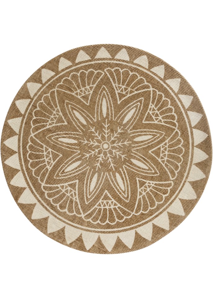 Runder Kelim-Teppich mit großem Ornament in beige - bpc living bonprix collection