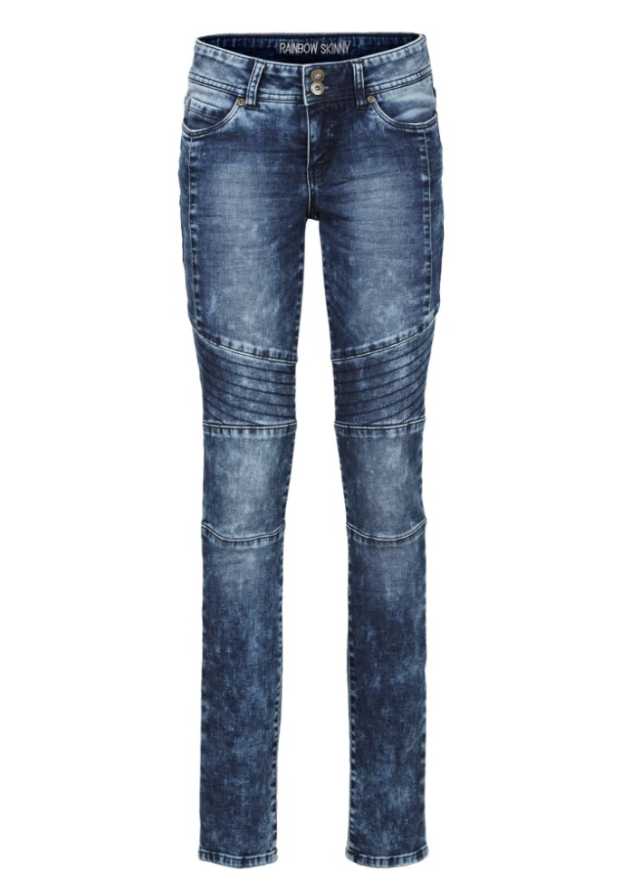 Skinny Jeans mit Teilungsnähten in blau von vorne - RAINBOW