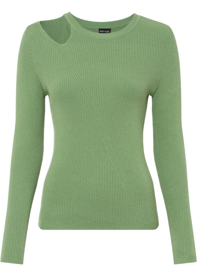 Pullover mit Cut-Out in grün von vorne - BODYFLIRT