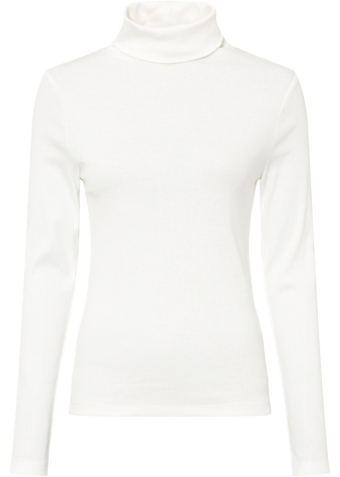 Shirt mit Rollkragen in weiß von vorne - BODYFLIRT