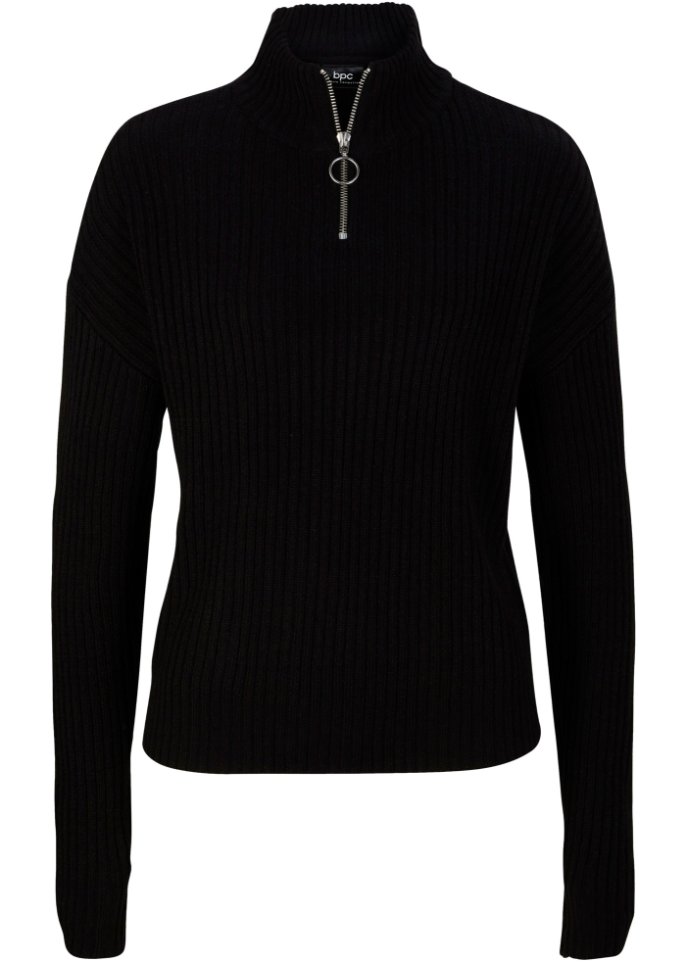 Troyer Pullover in schwarz von vorne - bpc bonprix collection