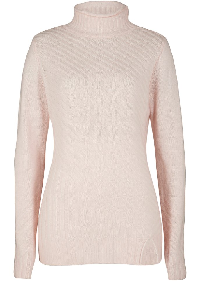 Wollpullover mit Good Cashmere Standard®-Anteil in rosa von vorne - bpc selection premium