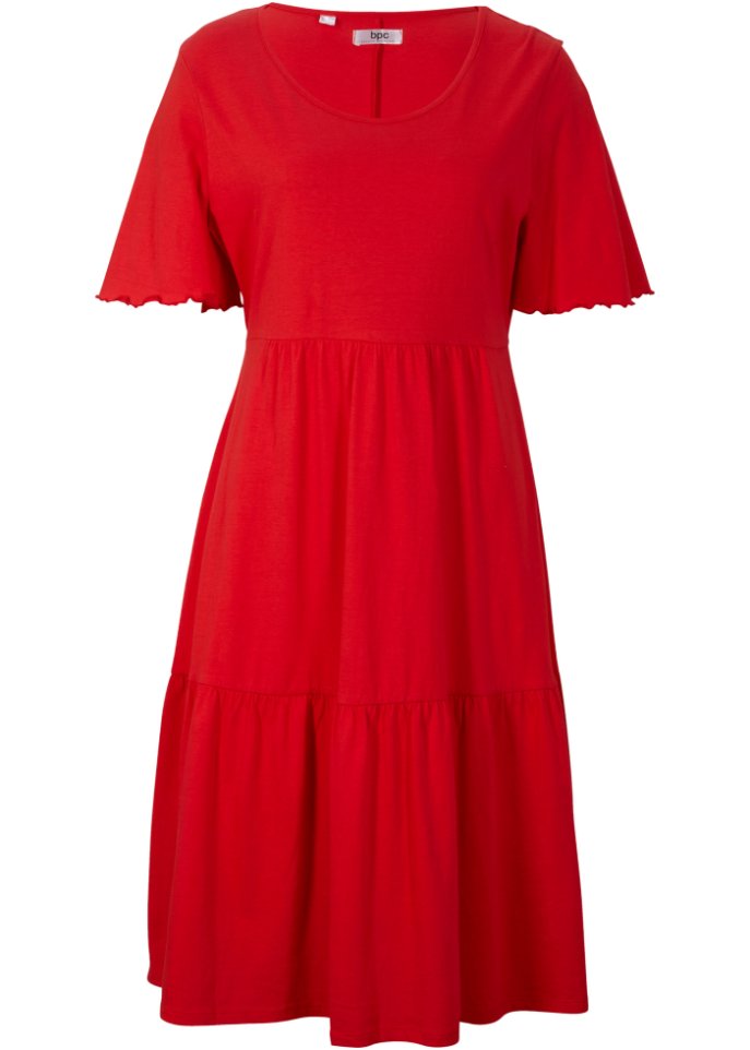 Knieumspielendes Bahnenkleid aus Baumwolle in rot von vorne - bpc bonprix collection