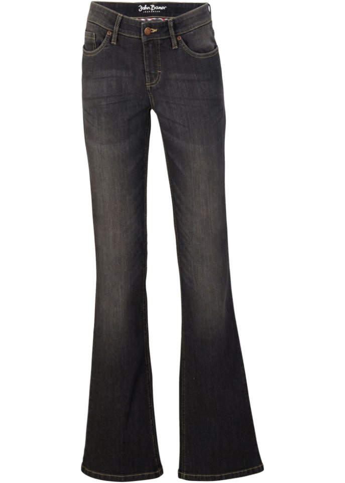 Komfort-Stretch-Jeans Bootcut in schwarz von vorne - John Baner JEANSWEAR