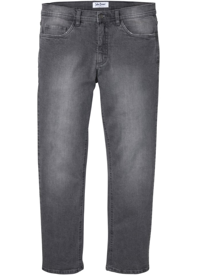 Regular Fit Stretch-Jeans mit Komfortschnitt, Straight in grau von vorne - John Baner JEANSWEAR