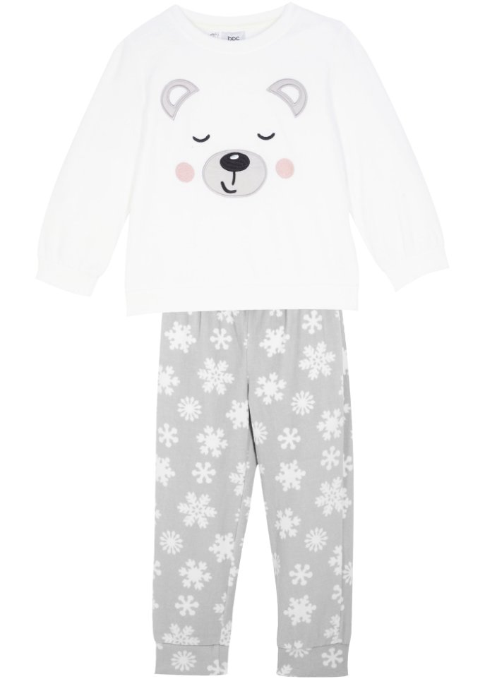Kinder Nicki Pyjama  (2-tlg. Set) in grau von vorne - bpc bonprix collection