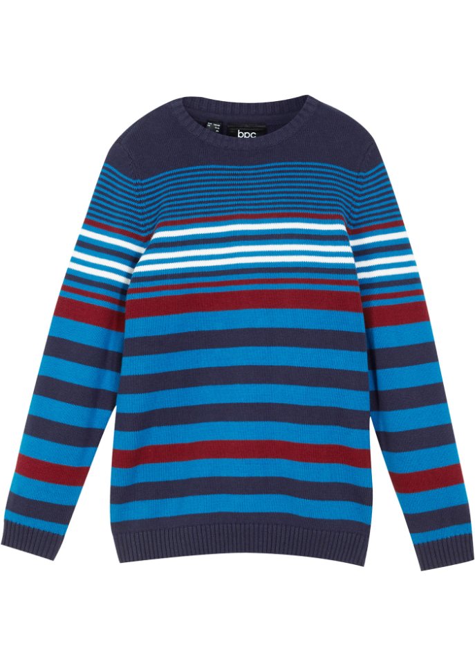 Jungen Pullover mit Streifen in blau von vorne - bpc bonprix collection