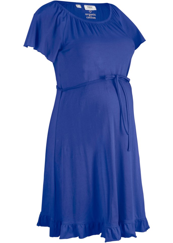 Umstandskleid aus Bio-Baumwolle in blau von der Seite - bpc bonprix collection