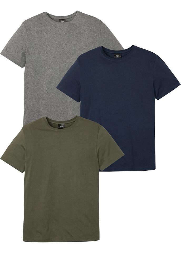 T-Shirt (3er Pack) in grün von vorne - bpc bonprix collection