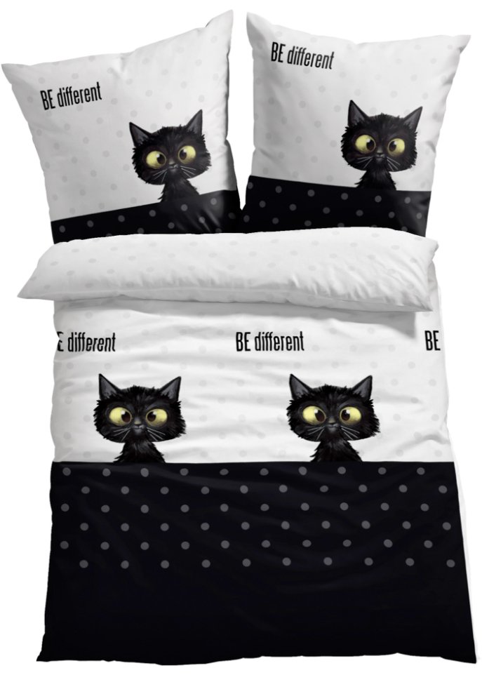 Bettwäsche mit Katze in schwarz - bpc living bonprix collection