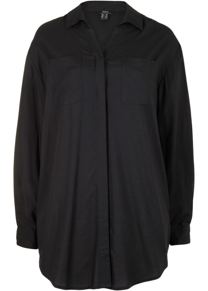 Oversize-Bluse in schwarz von vorne - bpc bonprix collection