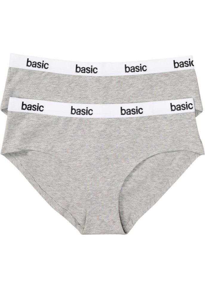 Panty mit Bio-Baumwolle (2er Pack) in grau von vorne - bpc bonprix collection