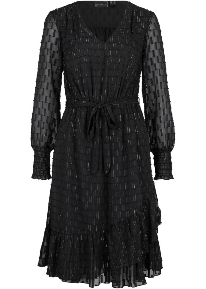 Chiffon Kleid in schwarz von vorne - bpc selection