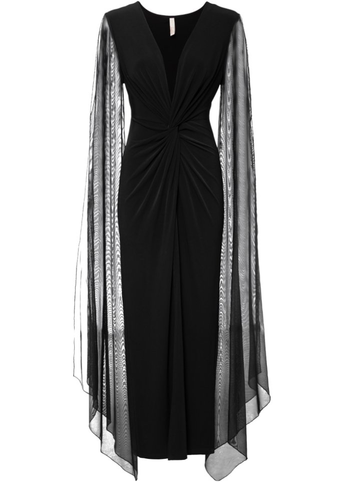 Kleid mit Schlitz in schwarz von vorne - BODYFLIRT boutique