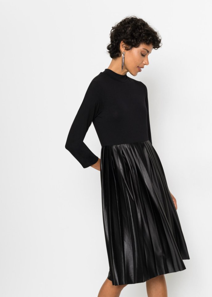 Stylisches Jerseykleid mit Materialmix. schwarz - bonprix 