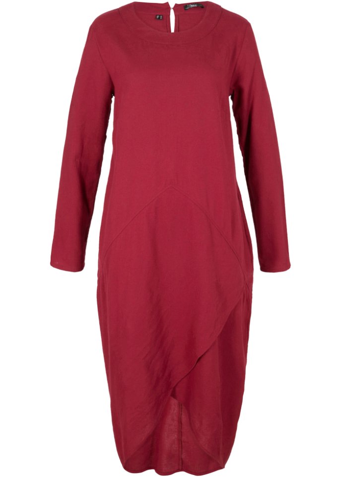 Flanell-Kleid mit Taschen, Midi in rot von vorne - bpc bonprix collection