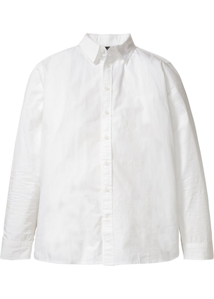 Langarmhemd mit Komfortschnitt in weiß von vorne - bpc bonprix collection