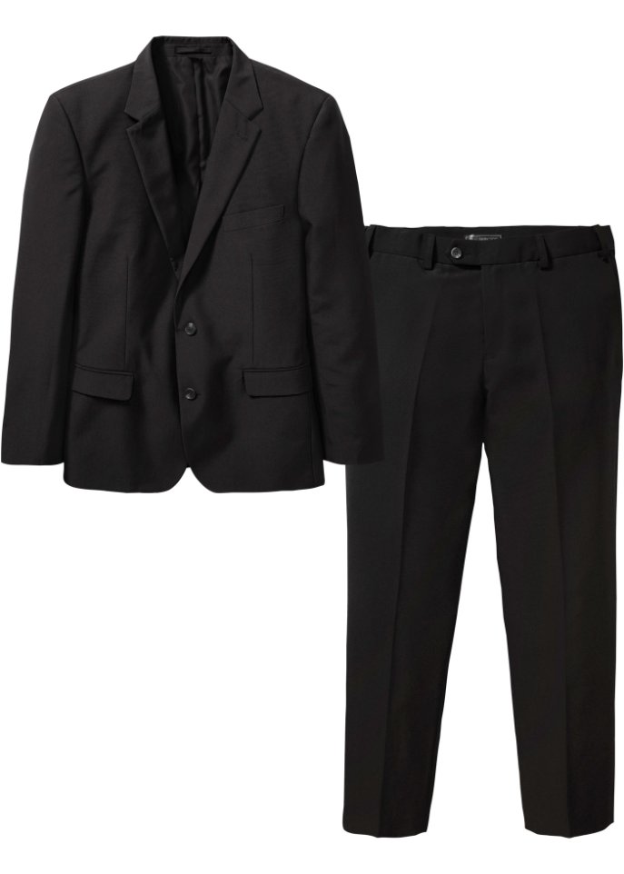 Anzug Slim Fit (2-tlg.Set): Sakko und Hose in schwarz von vorne - bpc selection