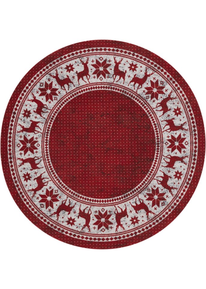 Runder Teppich mit Weihnachtsmotiv in rot - bpc living bonprix collection