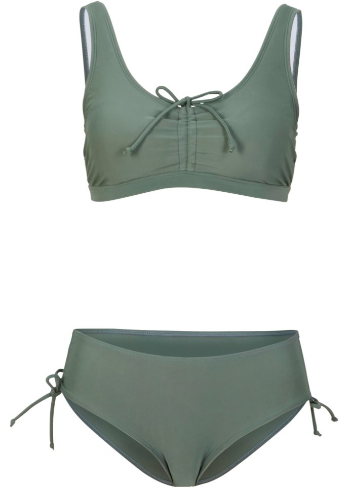  Bikini (2-tlg.Set) mit Prothesentasche aus recyceltem Polyamid in grün von vorne - bpc bonprix collection