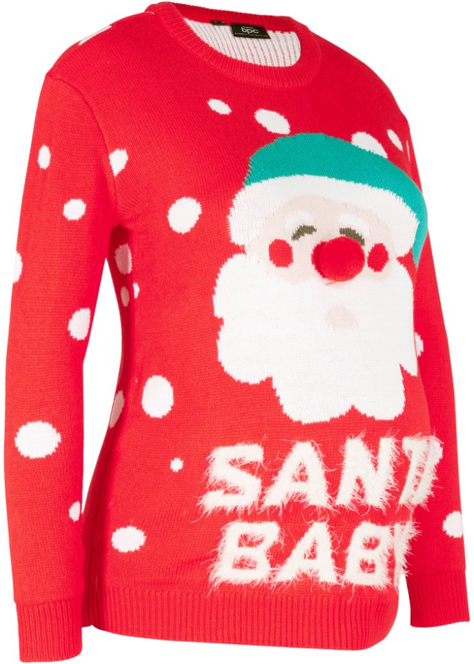 Umstands-Weihnachts-Pullover  in rot von vorne - bpc bonprix collection