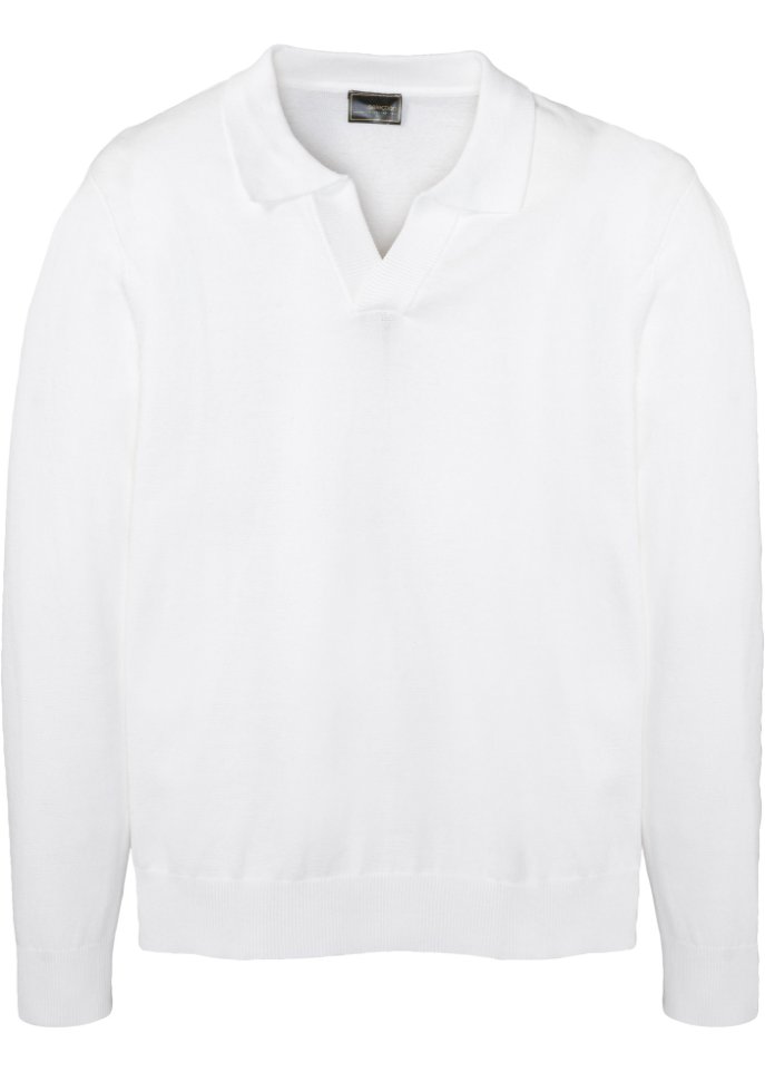 Pullover mit Polokragen in weiß von vorne - bpc selection