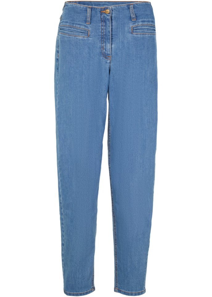 Jeans mit teilelastischem Bund, Ballon-Shape in blau von vorne - bpc bonprix collection