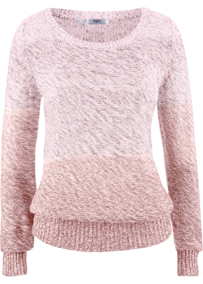 Rundhals-Pullover mit Farbverlauf, Langarm in rosa von vorne - bpc bonprix collection