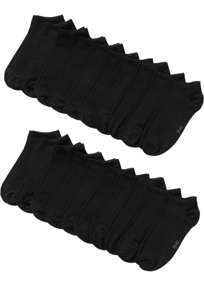 Sneakersocken mit Bio-Baumwolle (20er Pack) in schwarz von vorne - bpc bonprix collection