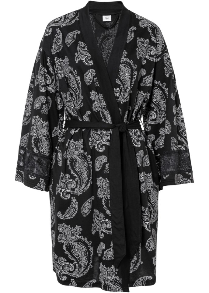 Kimono aus Shirtqualität in schwarz von vorne - bpc bonprix collection