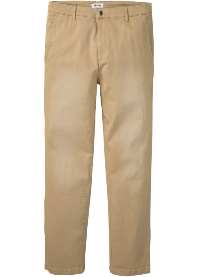 Classic Fit Coloured Chinohose, Tapered in beige von vorne - John Baner JEANSWEAR