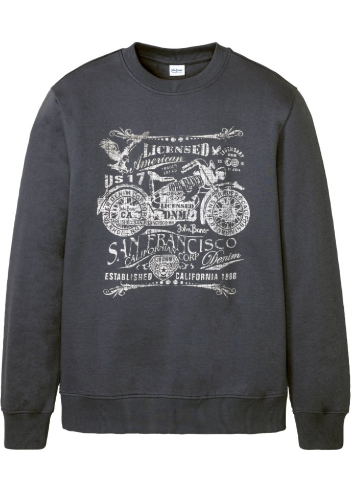 Sweatshirt mit Biker-Print in grau von vorne - John Baner JEANSWEAR