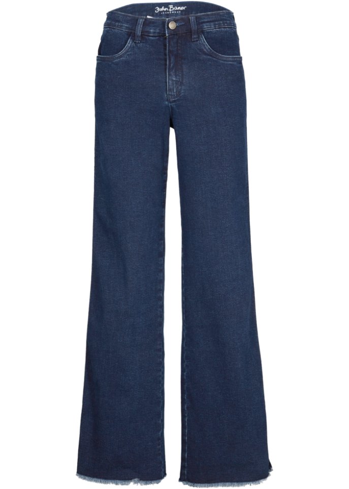 Straight Fit Stretch-Jeans mit Schlitz in blau von vorne - John Baner JEANSWEAR