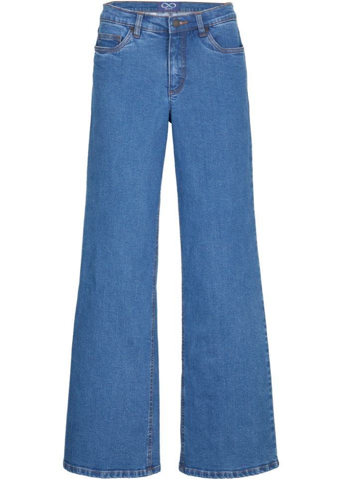 Essential Stretch-Jeans Wide in blau von vorne - John Baner JEANSWEAR
